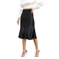Alcea Rosea Womens High Waist Midi Skirt Fishtail Silky Satin Skirt Work Party Pencil Bias Cutting Skirt (Black,XXXL)