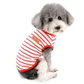 Zunea Dog Shirts for Small Dogs Summer Puppy Pet Clothes T-Shirts Soft Cotton Vest Striped Breathable Sleeveless Tank Top Pet Cats Chihuahua Basic Tee Shirt Apparel for Dogs Girls Boys Red M