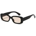 kimorn Rectangle Sunglasses for Women Men Trendy Retro Fashion Sun Glasses 90’s Vintage UV 400 Protection Square Frame K1200, Black Frame Brown Lens, One Size Fits All