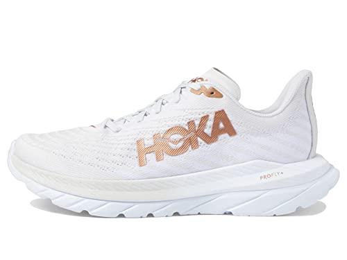 HOKA Men's Running Shoe, MACH 5, White/Copper, 7.5 US M