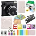 Fujifilm Instax Square SQ40 Instant Camera Black with Carrying Case + Fuji Instax Film Value Pack (20 Sheets) Accessories Bundle, Photo Album, Assorted Frames + More