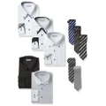 Dresscode 101 SH5TIE5ST1 Men's Dress Shirt, 8 Sets to Choose from for Different Occasions, Perfect for 1 Week, Perfect as a Gift, Wrinkle-Resistant, 5 Y Shirts & 5 Neckties, N08, 首回り37cm裄丈80cm
