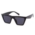 SORVINO Cateye Square Sunglasses Retro Classic Vintage Small Sunglasses for Women Men, C-black/Grey(small), Small