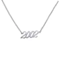 WIGERLON Birth Year Number Necklace Birthday Gift for Women and Girl Color Silver and Gold Age 18 2002 Silver
