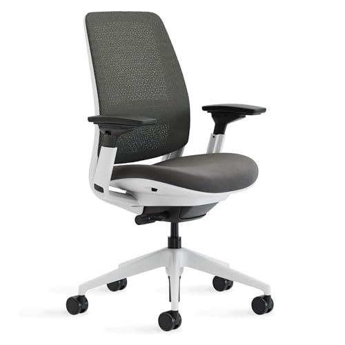 Steelcase Series 2 Office Chair - Ergonomic Work Chair with Wheels for Carpet - with Back Support, Weight-Activated Adjustment & Arm Support - Adjustable Rolling Chairs for Desk - Graphite