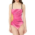 Calvin Klein Women's Classic Bandeau One Piece Swimsuit with Tummy Control, Rosebud, 12