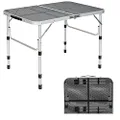 Costway Folding Camping Table, 4-Position Adjustable Grill Table W/Rust Resistant Iron Mesh Top, 50 kg Capacity, Lightweight Picnic Dining Table W/Carrying Handle & Non-Slip Pad, Outdoor & Indoor