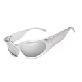 FEISEDY Y2K Futuristic Sunglasses Cool Oval Wrap Around 90s Visor Thick Frame Vintage for Men Women B2951