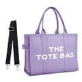 VINMIWE The Large Tote Bag, Crossbody Bags for Women Travel Tote Bag with Zipper Medium Cute Canvas Mesh Tote Bags, Purple, Large