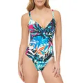 Calvin Klein Women's One Piece Swimsuit with Tummy Control, Lapis Combo, 12