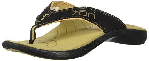 Neat Feat Men's Zori Sport Orthotic Slip-on Sandals Flip-Flop, Black/Tan, 11