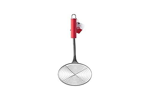 Home Stainless Steel Non-Slip Handle Strainer, Steel/Red