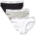 Calvin Klein Girls' Little Modern Cotton Bikini Panty, 3 Pack-Heather Grey, Classic White, Black, X-Large-14/16