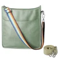 KITATU Crossbody Bag for Women Hobo Handbags - Vegan Leather Designer Purse Shoulder Zipper Bag with 2 Adjustable Straps, Light Green, Medium