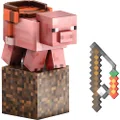 Mattel Minecraft Diamond Level Pig Action Figure with 4 Accessories, 5.5-in Collector Scale & Pixelated Design