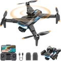 B-Qtech Drone with Camera Adjustable 4K HD, RC Foldable Quadcopter, 360° Obstacle Avoidance, Brushless Motor, 2 Batteries 22min, Headless Mode, Mini Drone for Adults Beginners