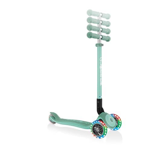 GLOBBER 3 Wheels Primo Foldable Plus Lights Scooter Jr 439-206 Scooter Youth, Unisex, Green, One Size
