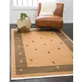 Unique Loom Fars Collection Classic Tribal Inspired Design with Border Area Rug, 10' 0" x 13' 0", Tan/Gray