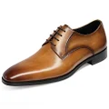 GIFENNSE Men's Leather Oxford Dress Shoes Formal Lace Up Modern Shoes（8.5US/Brown