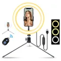 AGM 10 Inch LED Selfie Ring Light with Mini Table Tripod, Phone Holder, Bluetooth Remote Control for Live Streaming Photography Videography