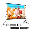 Projector Screen with Stand, 150 inch 16:9 Portable for Home Theater, Outdoor Indoor Party, Backyard Cinema.
