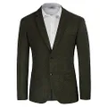 Mens Wool Blend Blazer Jacket Houndstooth Suit Blazer Notch Lapel 2 Button, Army Green, X-Large