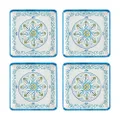 UPware 4-Piece Melamine Dessert Plates Appetizer Dinner Plates Small Serving Plates Party Plates Square Plate for Dessert Snack Fruit Side Dishes (5.875 Inch, Jewel Medallion)