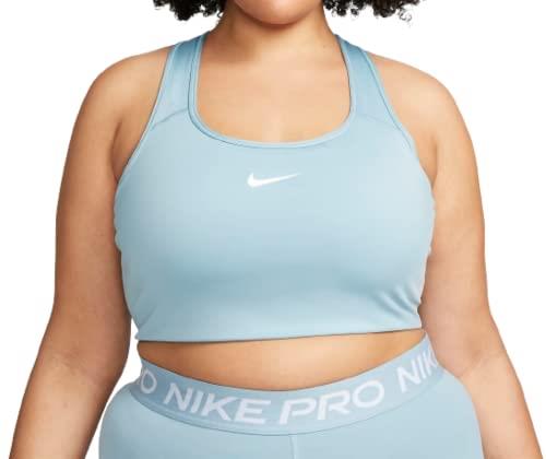 Nike Dri-FIT Swoosh Women's Medium-Support Padded Sports Bra (Plus Size, Worn Blue/White, 1X)