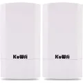 KuWFi 2.4Ghz Wireless Bridge,300Mbps Wireless Access Point Indoor/Outdoor Point-to-Point AP CPE 1KM Transmssion WiFi Adapter Kit for PTP/PTMP (Pre-Program)