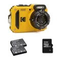 KODAK Pixpro Pack WPZ2 Camera + 2 Batteries + 1 SD Card - Compact 16 Megapixels, Waterproof to Depth of 15, Shockproof, Video 720p, LCD Display 2.7 - Li-ion Battery - Yellow