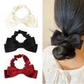Bow Scrunchies for Women Ponytail Holder Hair Ties for Thick Thin Hair Silk Scrunchie for Hair Rope for Women Girls Bowknot Black Red White Scrunchy Hair Accessories 3PCS Elastic Hair Bands