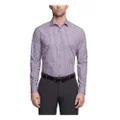 IZOD Unlisted by Kenneth Cole Reaction Men's Slim Fit Check Spread Collar Dress Shirt, Purple, 17"-17.5" Neck 36"-37" Sleeve