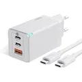 Baseus USB Charger 65W Multi with 100W Fast Charging Cable, Fast Charger USB C with GaN, PPS Adapter for Mac, iPhone, Galaxy (White) Medium