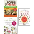 forks over knives cookbook, hidden healing powers of super & whole foods and healthy medic food for life 3 books collection set - over 300 recipes for plant-based eating all through the year