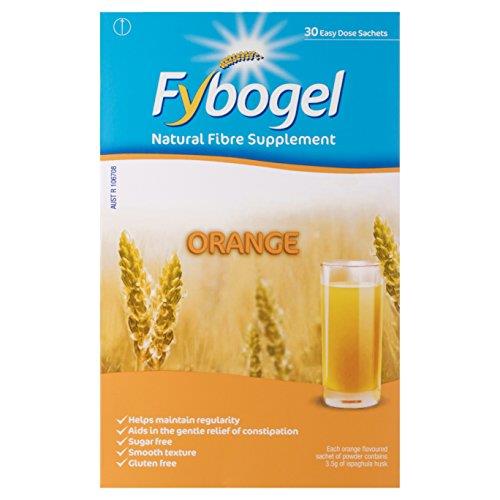 Fybogel Fiber Constipation Relief Supplement Sachets, Orange, 30 Pack