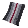 Hickey Freeman Patterned Australian Merino Scarf for Men – Ultra-Soft Lightweight Men’s Winter Scarves, 70-Inches x 10-Inches, Grey With Burgundy Rugby Stripe, 10"x72"