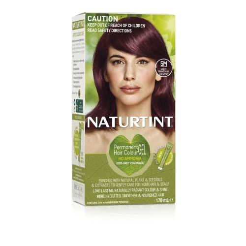 NaturTint Permanent Hair Colour - 5M Light Mahogany Chestnut, Ammonia Free, Vegan, Cruelty Free, up to 100% Gray Coverage, Long Lasting Results,