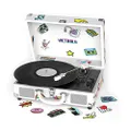 Victrola VSC-400BT-CNV-SDF Bluetooth Suitcase Turntable Canvas - Stickers (White)