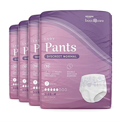 Amazon Basic Care Lady Pants Discreet Normal, Medium, 28 Count (4 Packs of 7), White