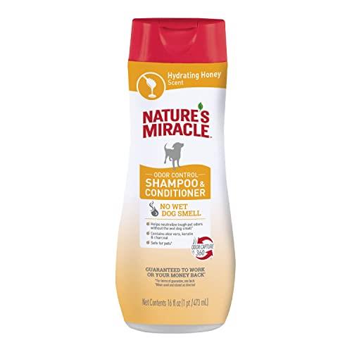 Nature's Miracle Hydrating Honey Scent Charcoal Odour Control Shampoo and Conditioner for Dog, Enriched Formula, Sulfate and Paraben Free, 473 ml