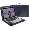 Broonel Blue Leather Laptop Messenger Case - Compatible with ASUS Chromebook Vibe CX55 Flip (CX5501) 15.6"