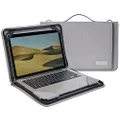 Broonel Grey Leather Laptop Messenger Case - Compatible with ASUS Chromebook Vibe CX55 Flip (CX5501) 15.6"