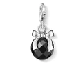 Thomas Sabo Women Charm Pendant Bow Black Stone Charm Club 925 Sterling Silver 0868-023-11, one size, Sterling Silver, Without Stone