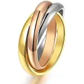 JAJAFOOK Women's Stainless Steel Gold Silver Rose Triple Band Interlocked Rolling Ring, US Size 05-09