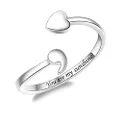 Fookduoduo 925 Sterling Silver Ring Heart Semicolon Ring adjustable Wrap Open Rings for Women, matel, Cubic Zirconia