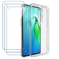 Case for Oppo Reno 8 + [3 Pack] Screen Protector,Electro-weideworld Ultra Thin Clear Shockproof Soft Silicone TPU Phone Case Cover for Oppo Reno 8