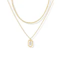 PAVOI 14K Gold Plated Cubic Zirconia Letter Initial Pendant Layered Necklace | Letter Layering Necklaces for Women, Yellow Gold, Cubic Zirconia
