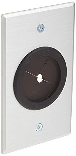 C2G/Cables to Go 40489 Grommet Cable Pass Through Single Gang Wall Plate, Brushed Aluminum