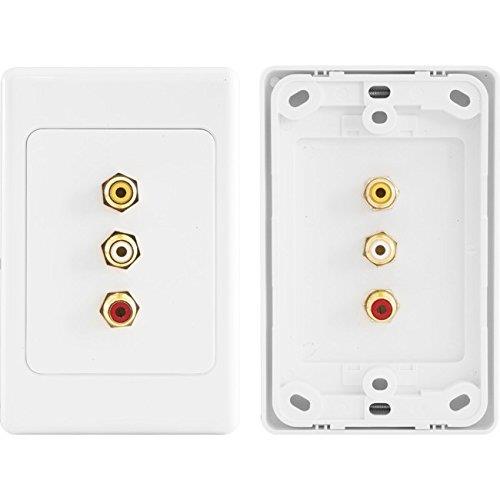 PRO1121 Pro2 Composite AV Wall Plate Straight Through RCA 3X Gold-Plated RCA Connections 3X Gold-Plated RCA Connections,