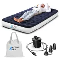 Active Era Luxury Camping Air Bed with USB Rechargeable Pump - Single Size Inflatable Air Mattress with Travel Bag, Portable Air Pump with USB Charging Cable and Foot Pump